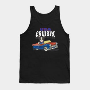 Cute kitty cat cruisin' with a classic car through the USA Tank Top